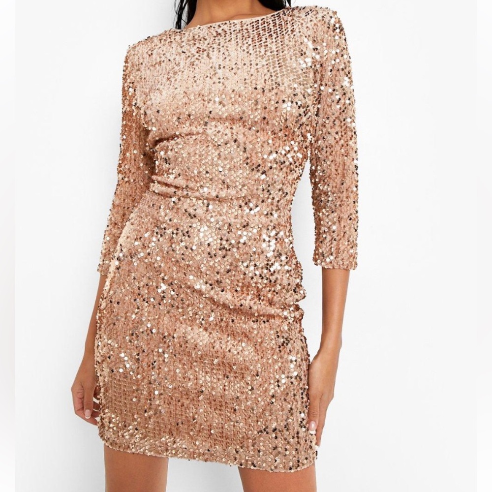 Sequin long sleeve bodycon mini dress